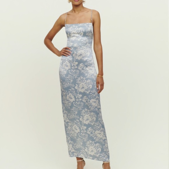 NWT Reformation Frankie Silk Dress Porcelain - Picture 4 of 7